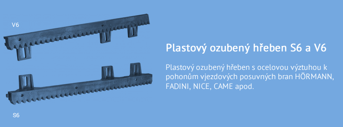 Plastový ozubený hřeben S6 a V6