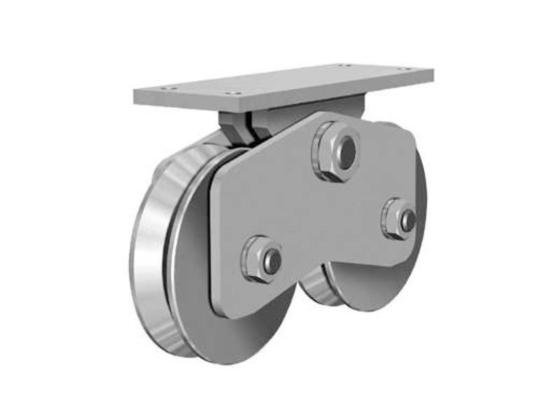 Dvojité kolečko s kyv. ulož. a kot. deskou,pr.120, „V“ pr. Zn