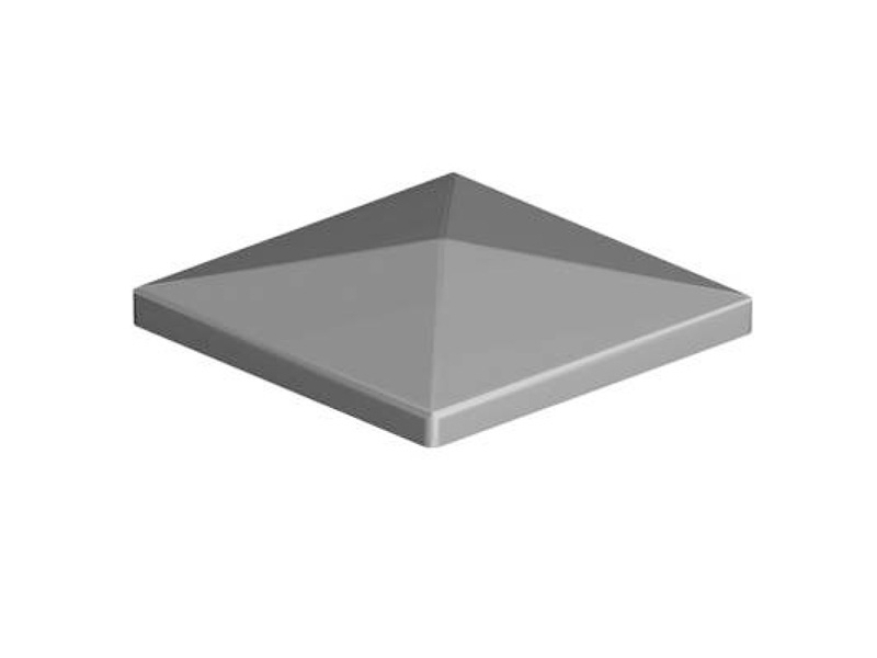 Víko na sloupek s lemem k přivař.,100×100,st­říška,NEREZ