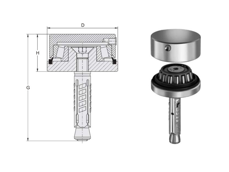 Spodní pant s kužel. ložis. s kotvou do betonu, pr. 60, Zn ,   VÝROBA  UKONČENA