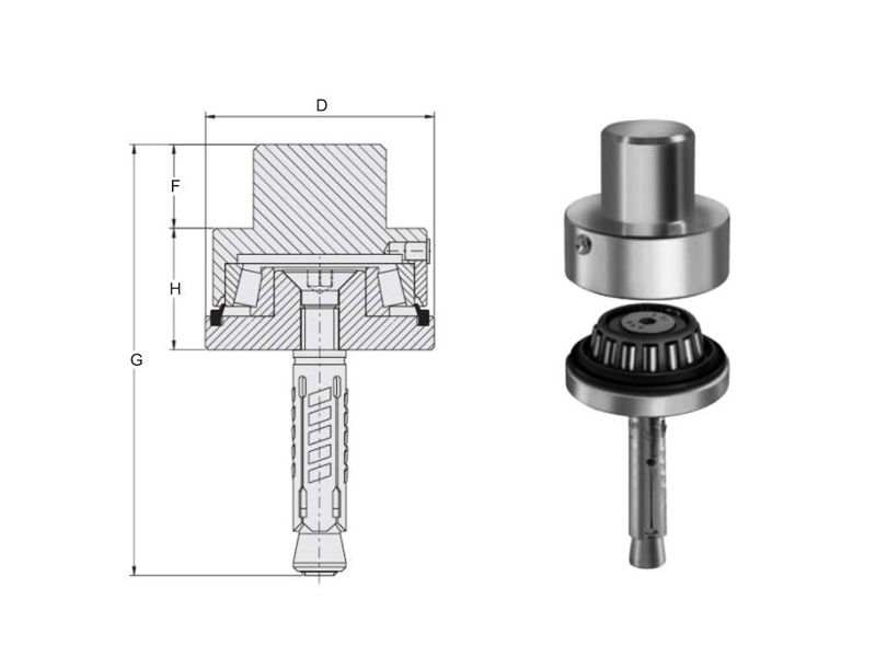 Spodní pant s kužel. ložis. s kotvou do betonu, pr. 70, Zn