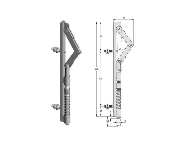 Automatická zástrčka pro rot. dvoukřídlou bránu, Zn