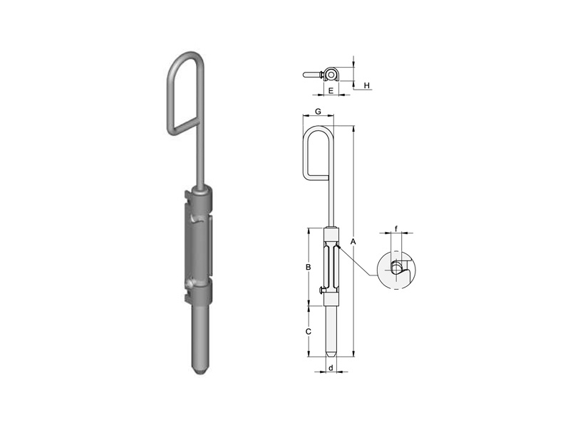 Posuvná zástrčka k přivaření, Zn
