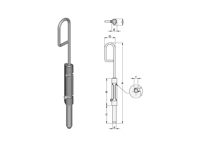 Posuvná zástrčka k přivaření, Zn