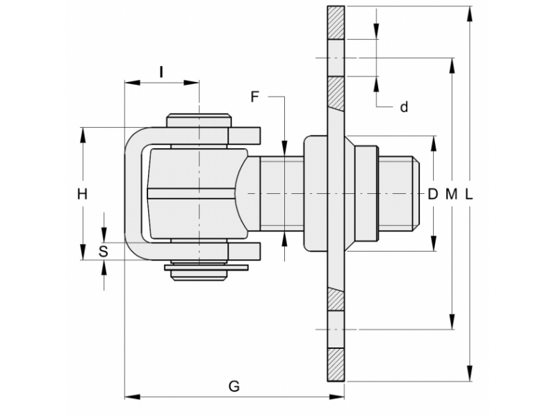 Pant s „U“ podpěrou M 22 s deskou k přišroub., NEREZ