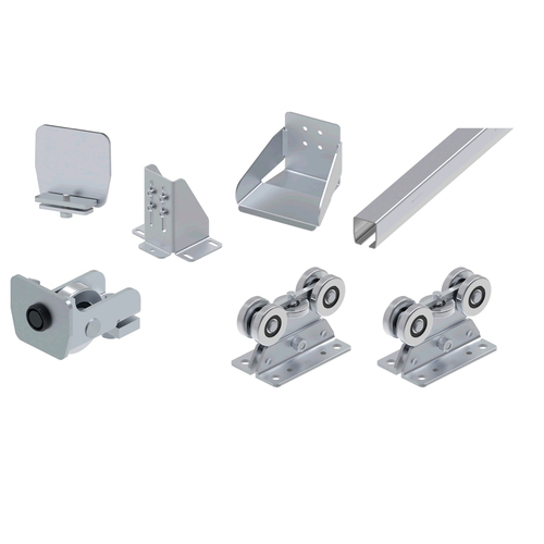 Sada komponentů pro posuvné samonosné brány zinkovaný vodicí profil malá řada do 4,5 m