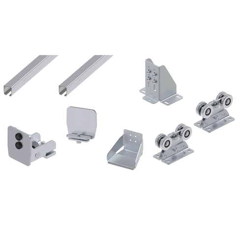 Sada komponentů pro samonosné brány černý vodicí profil střední řada do 9 m